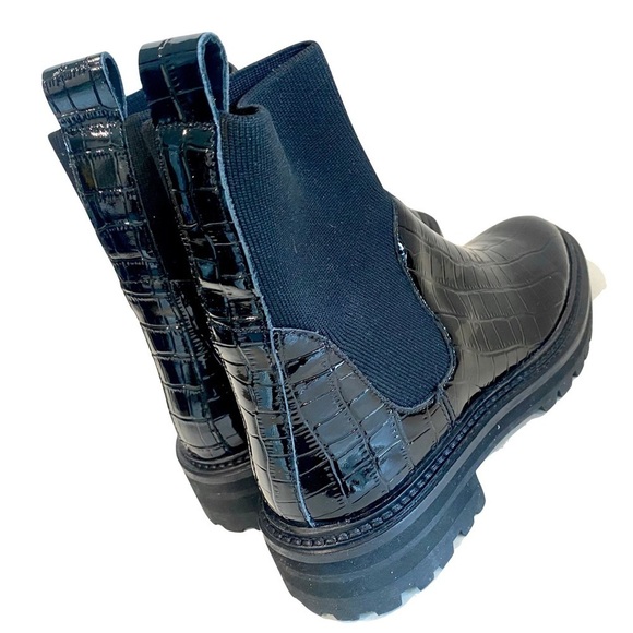 NWT -Loeffler Randall Bridget Chelsea Combat Boots Black Patent Leather Size 5.5 - Picture 6 of 15